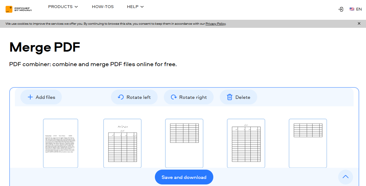 pdfchef Online-Zusammenführungsfunktion
