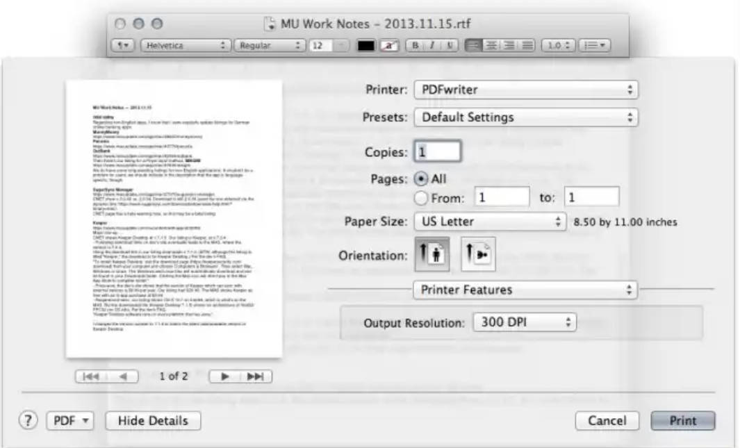 pdfwriter per stampante pdf mac