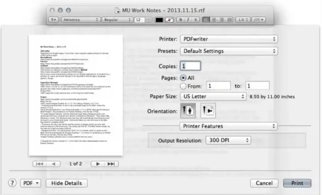 Impressora em PDF para Mac