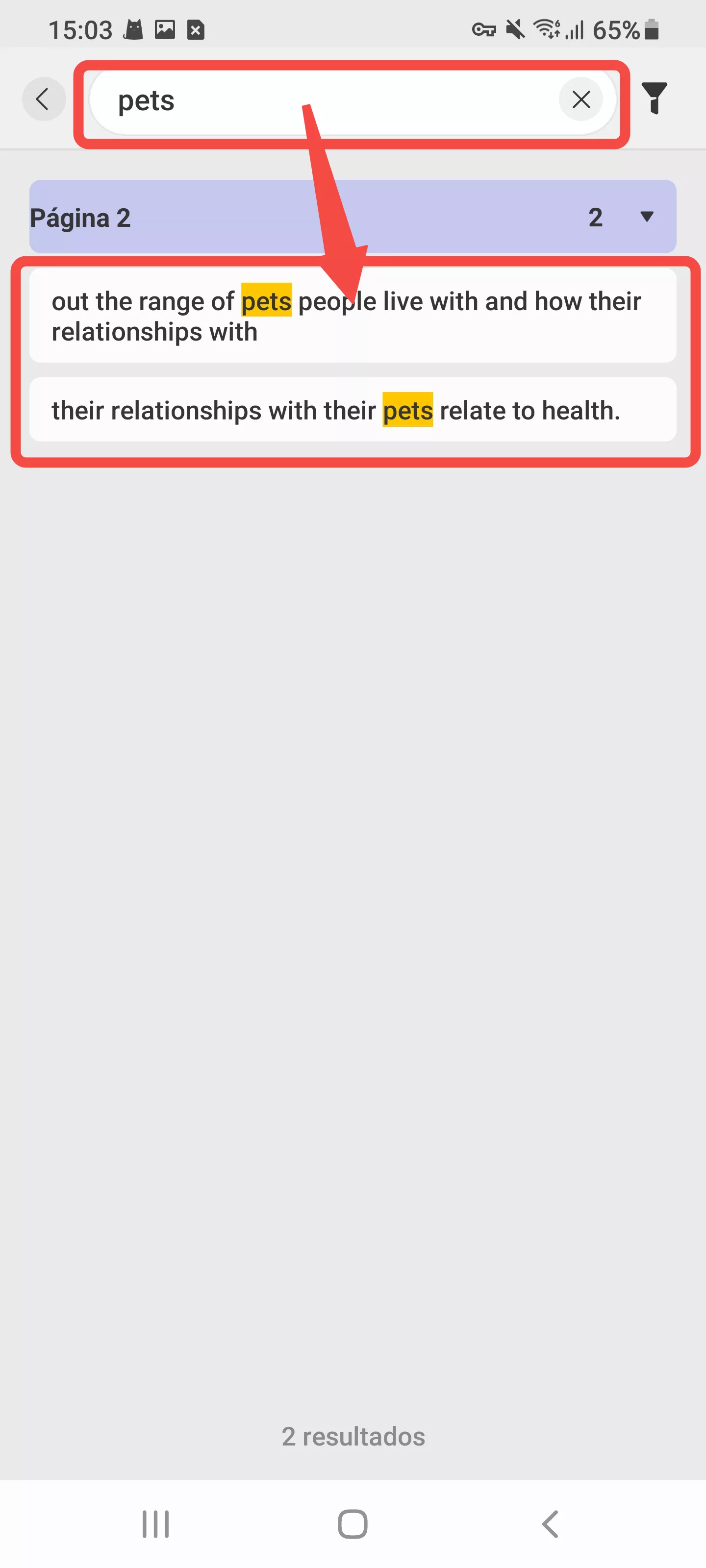 pesquisar palavra no updf android android