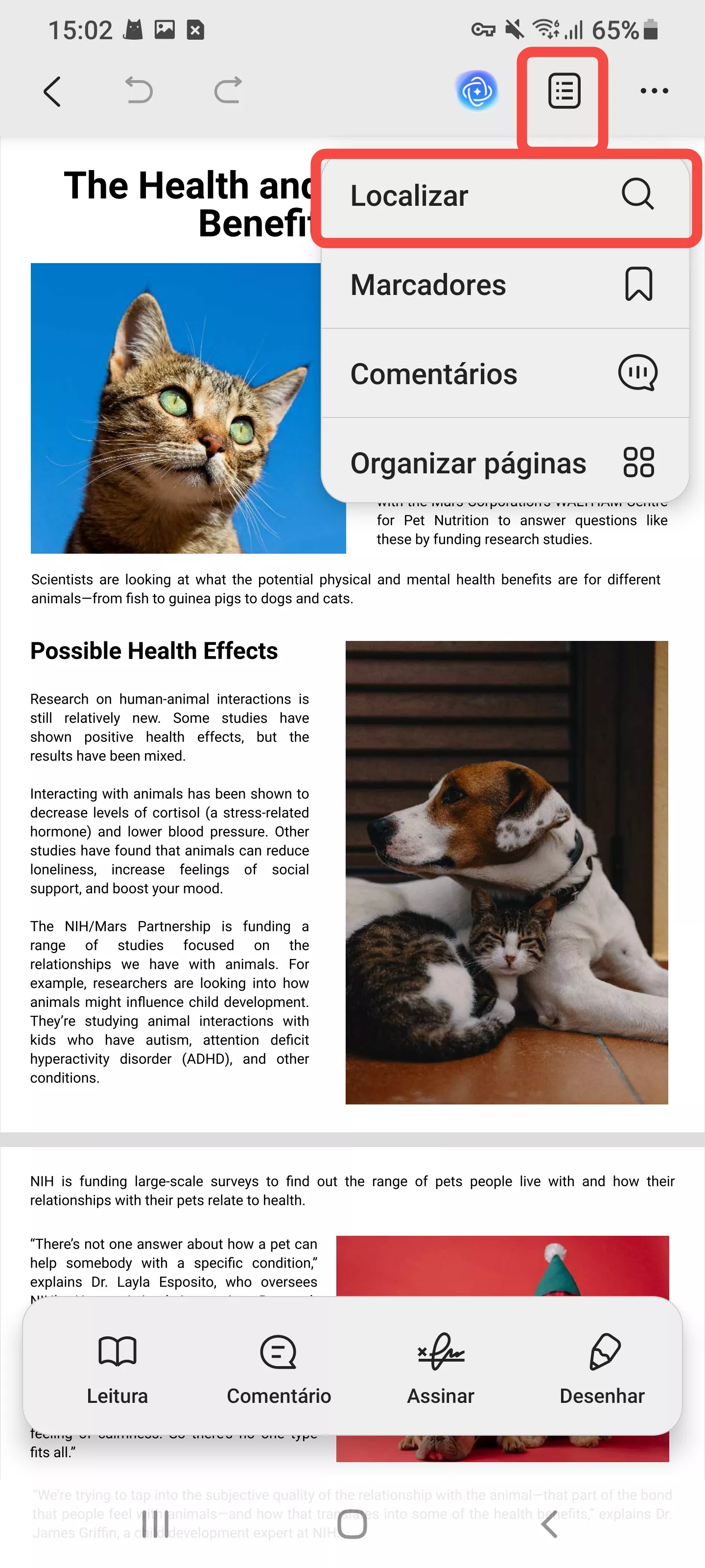 pesquisar palavra no updf android android