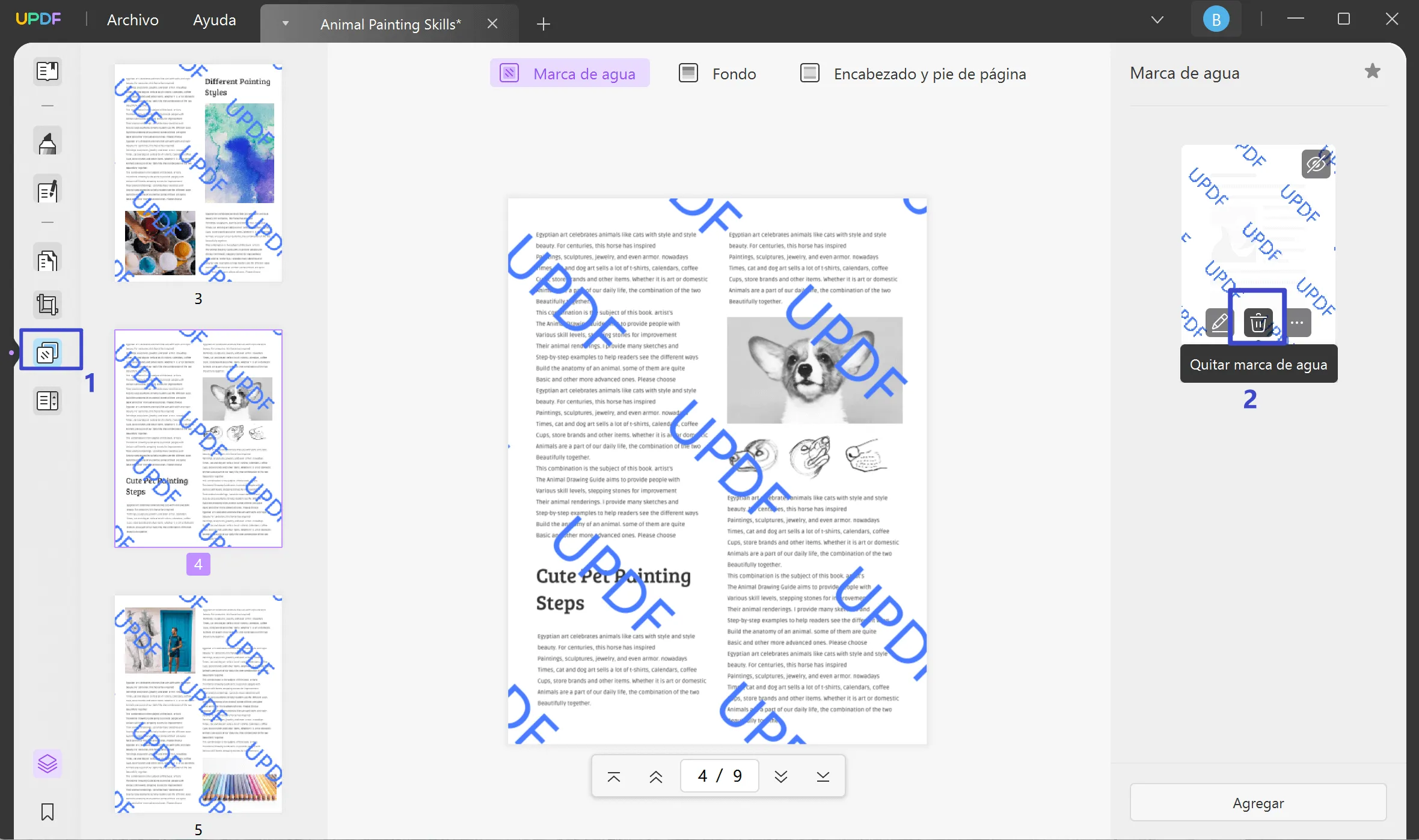 remove watermark from pdf online with updf  