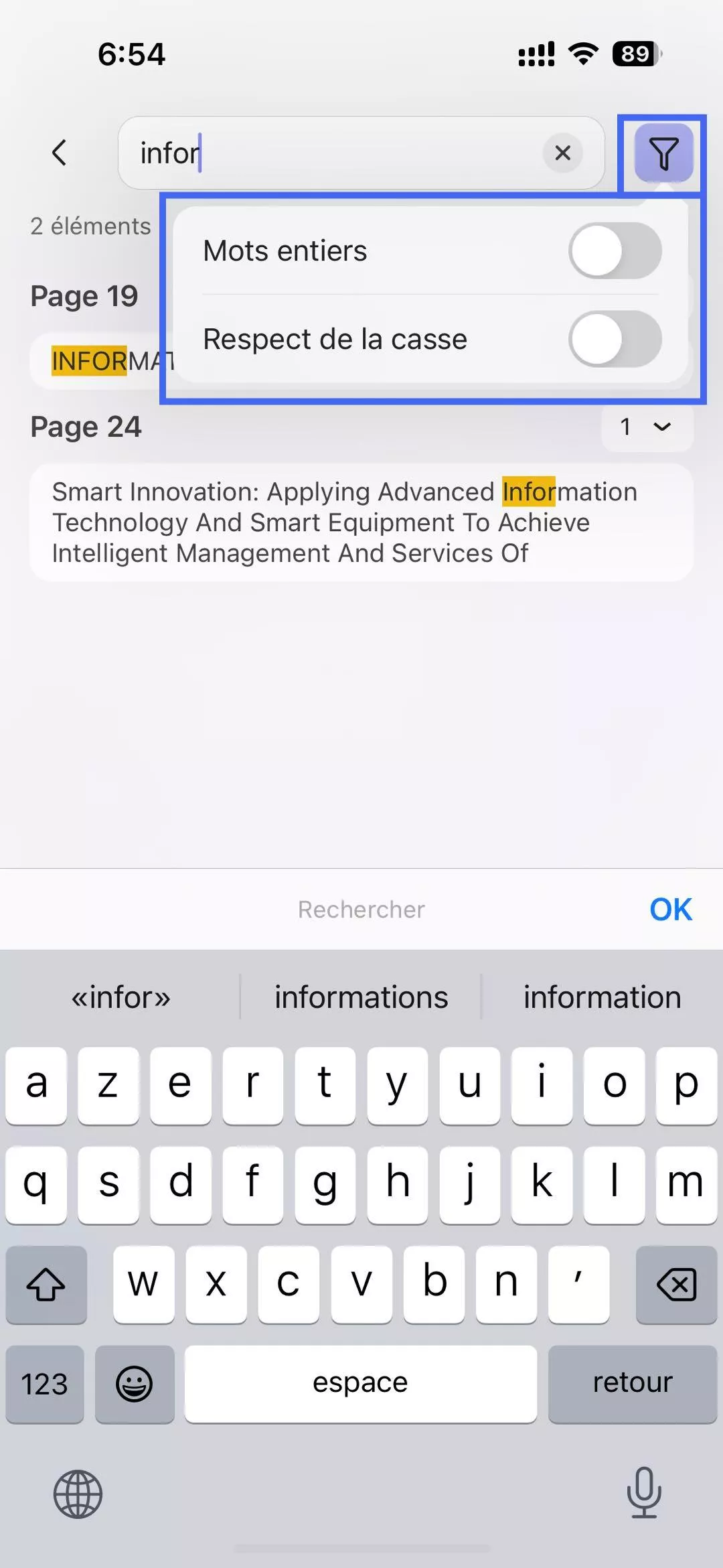 saisir le texte à rechercher