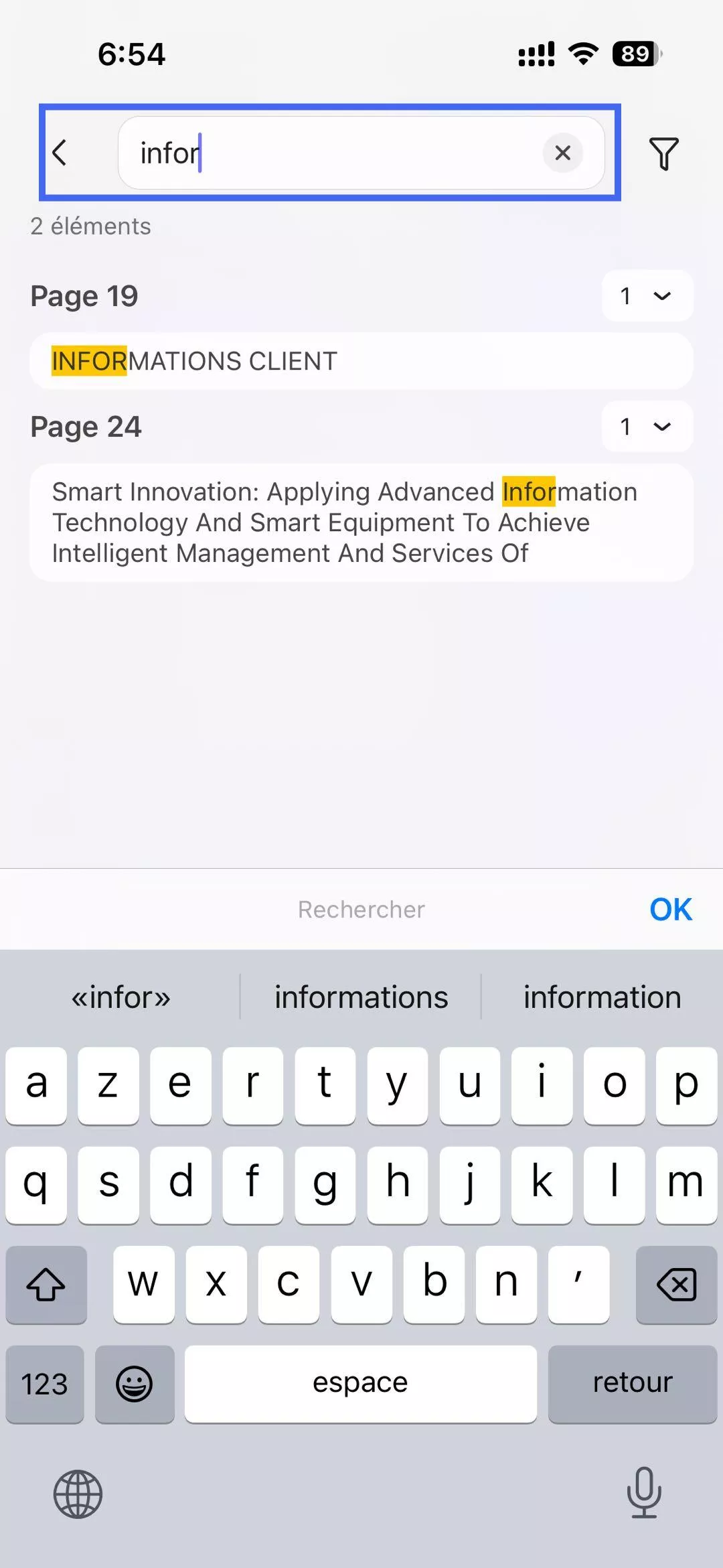 saisir le texte à rechercher