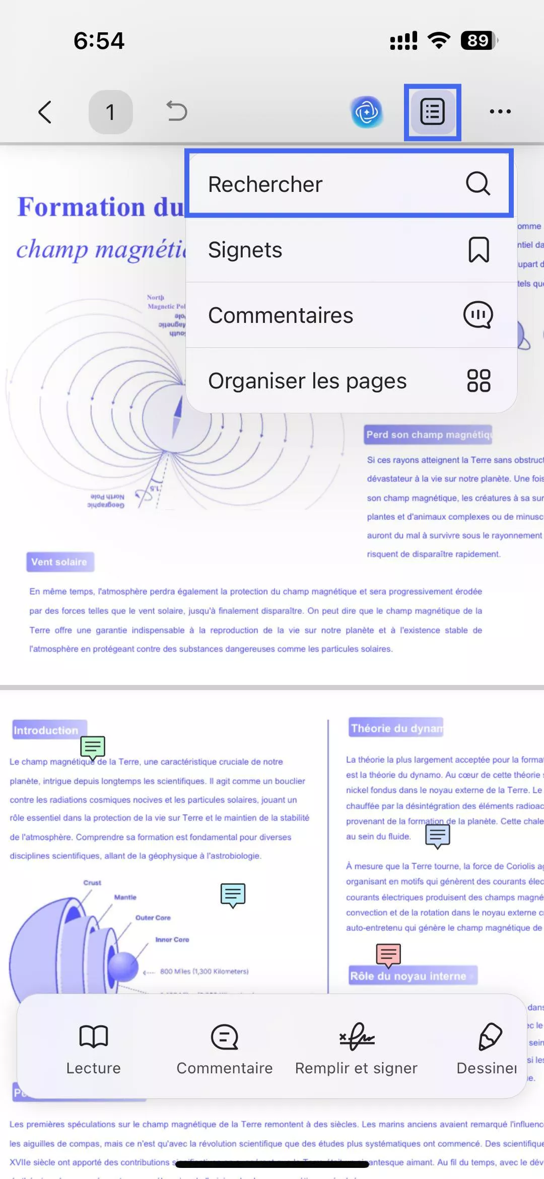 recherche dans un pdf sur ios avec updf