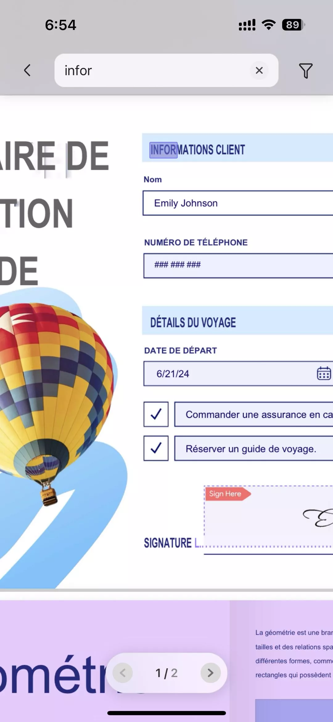 saisir le texte à rechercher