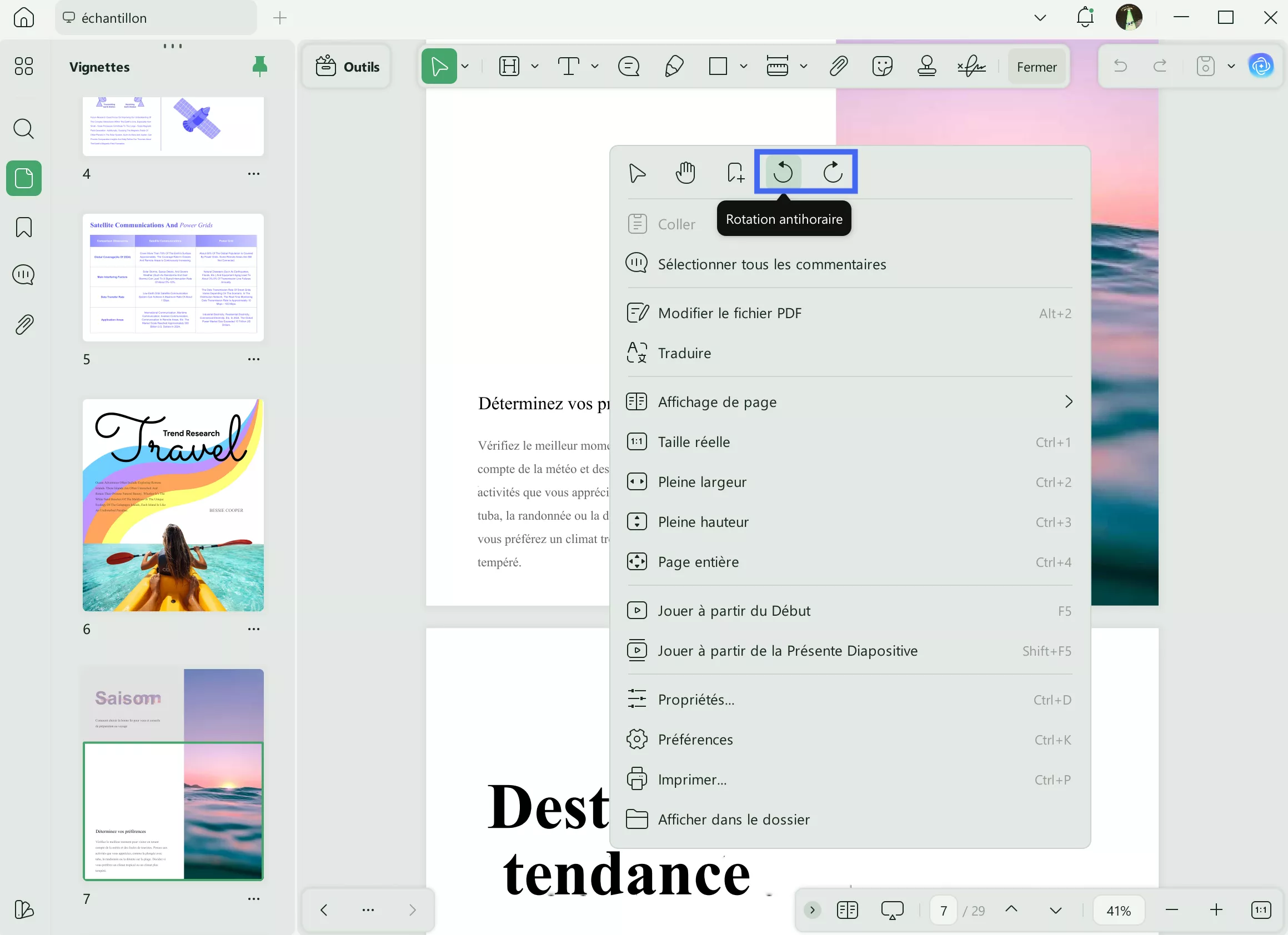modifier orientation page pdf