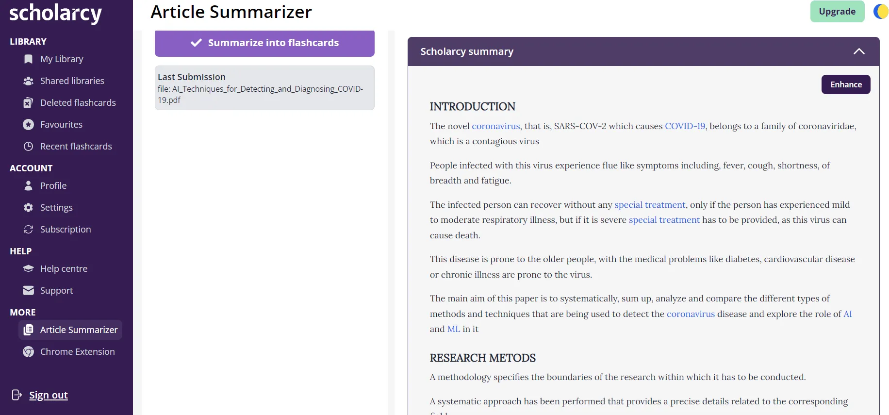 scholarcy research paper summarizer summary