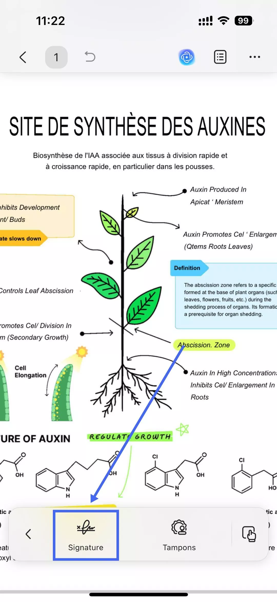 appuyez sur le bouton de signature