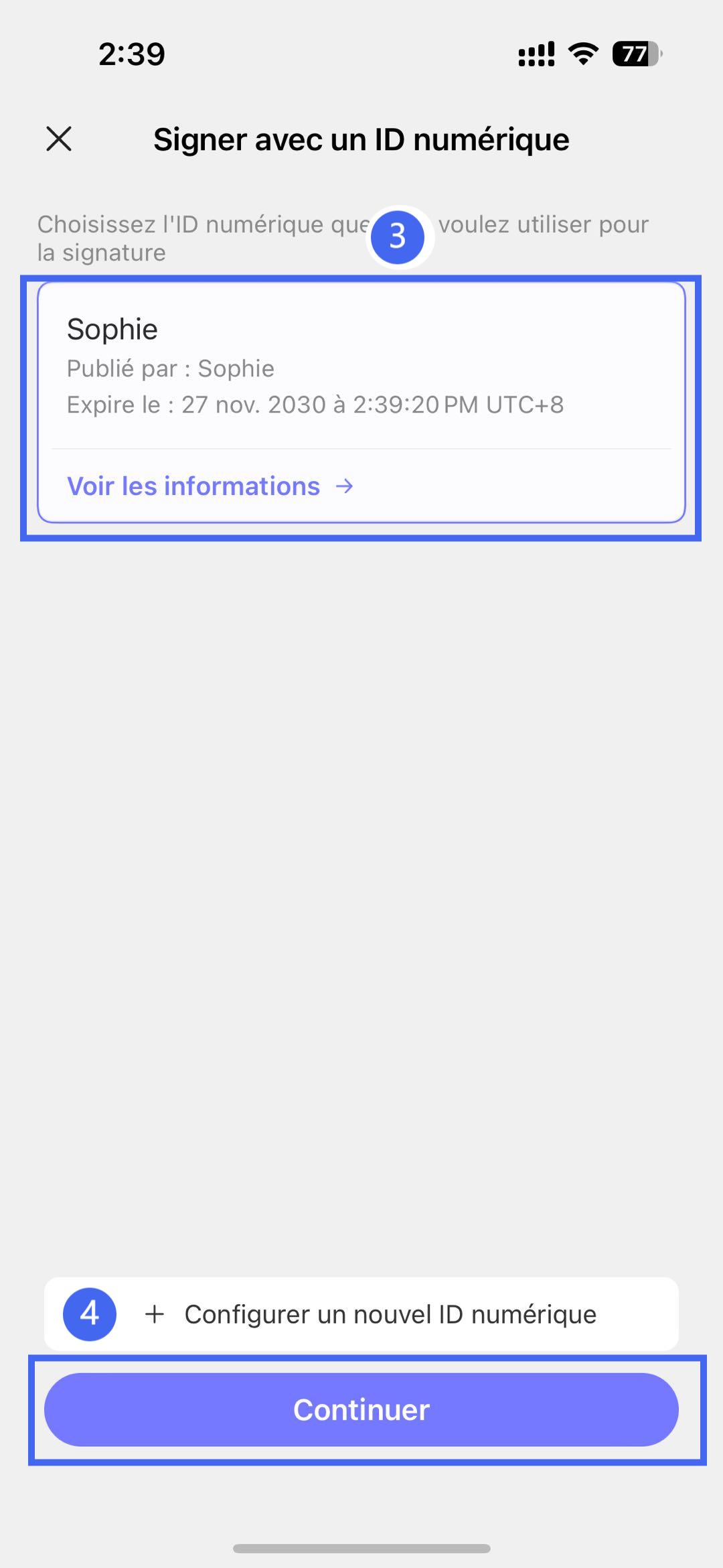 Créer une nouvelle identification numérique