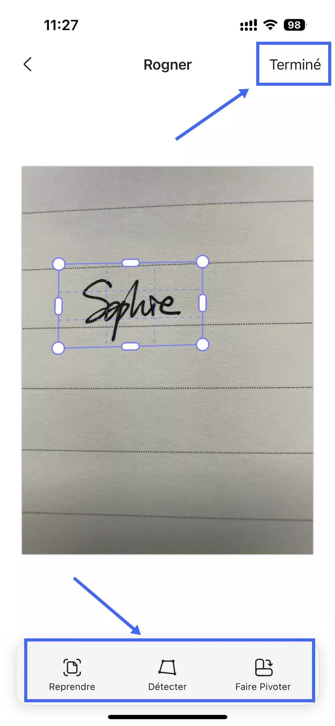 Ajuster manuellement l'image de signature