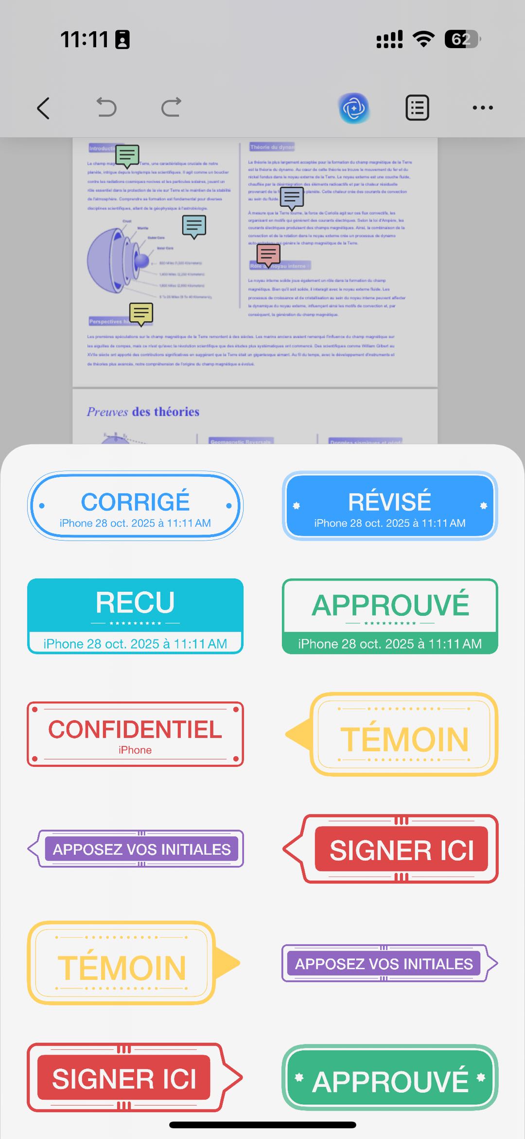 sélectionner des timbres ios