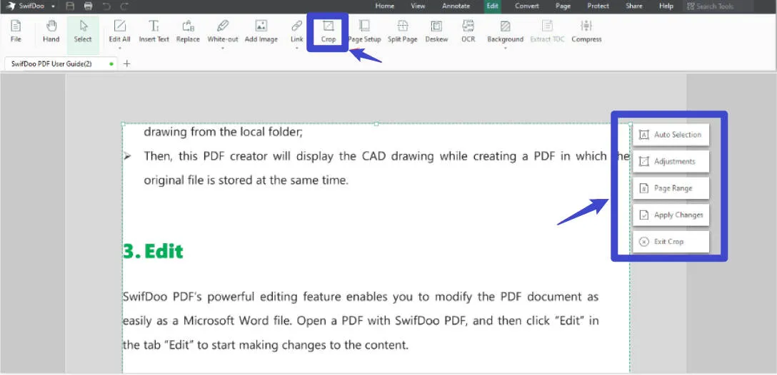 SwifDoo PDF page cropper