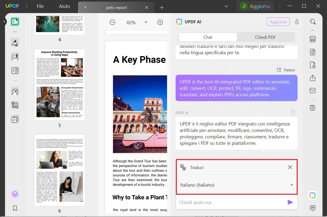 Tradurre un PDF in inglese tramite UPDF AI