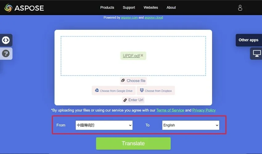 translate pdf chinese to english choose from and to language aspose
