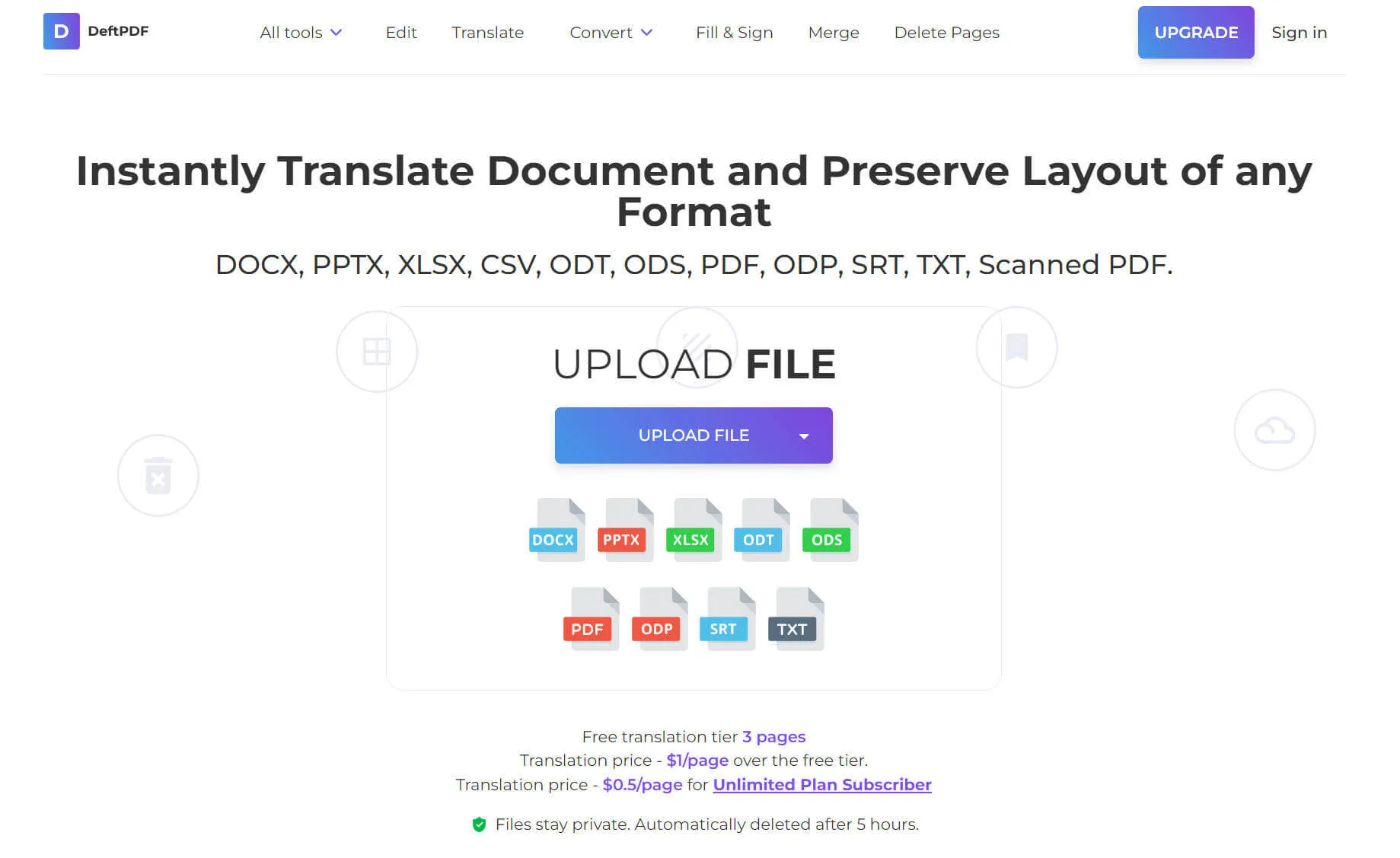 translate pdf with deftpdf