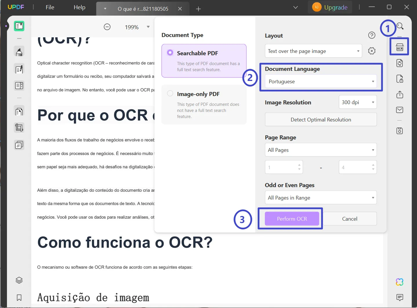 translate portuguese to english pdf ocr 