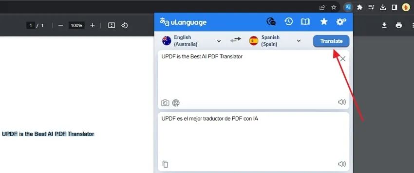 translate pdf to spanish hit the translate button uLanguage 