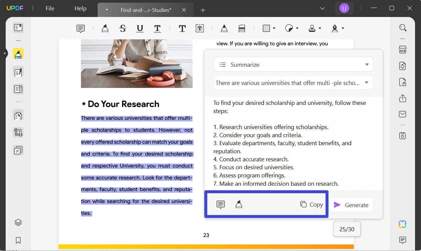 copy the result of pdf summarizing