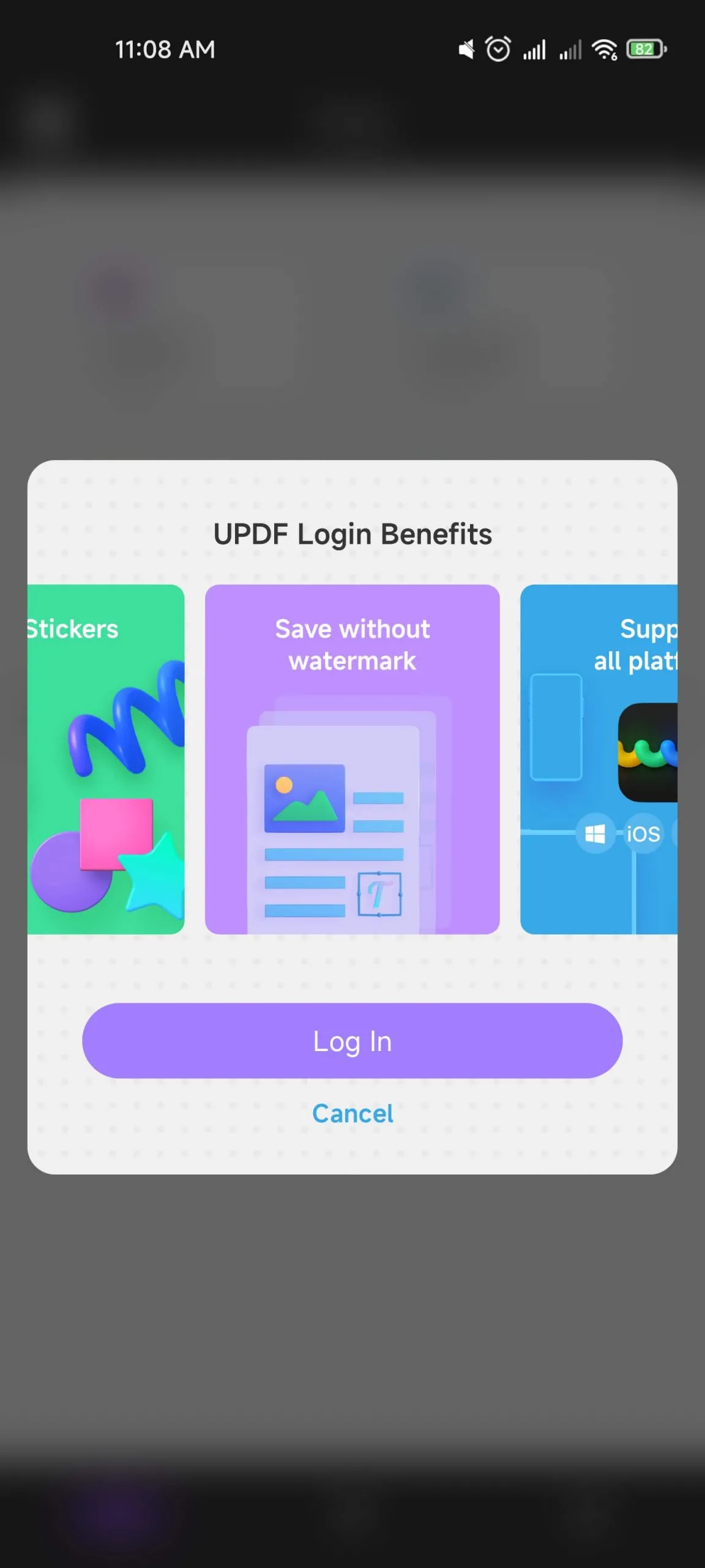 قم بتسجيل الدخول إلى UPDF Android