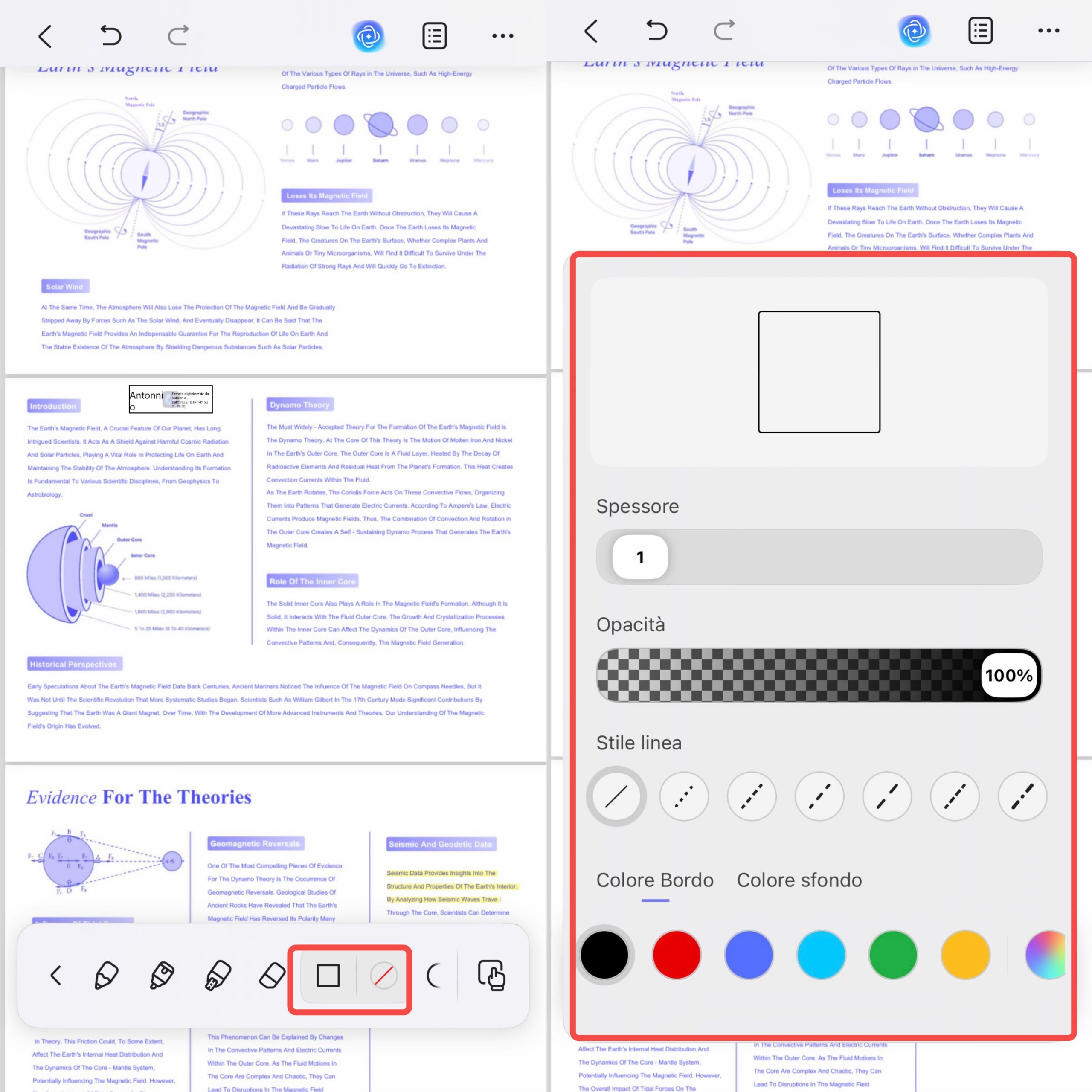 shape tool settings ios  