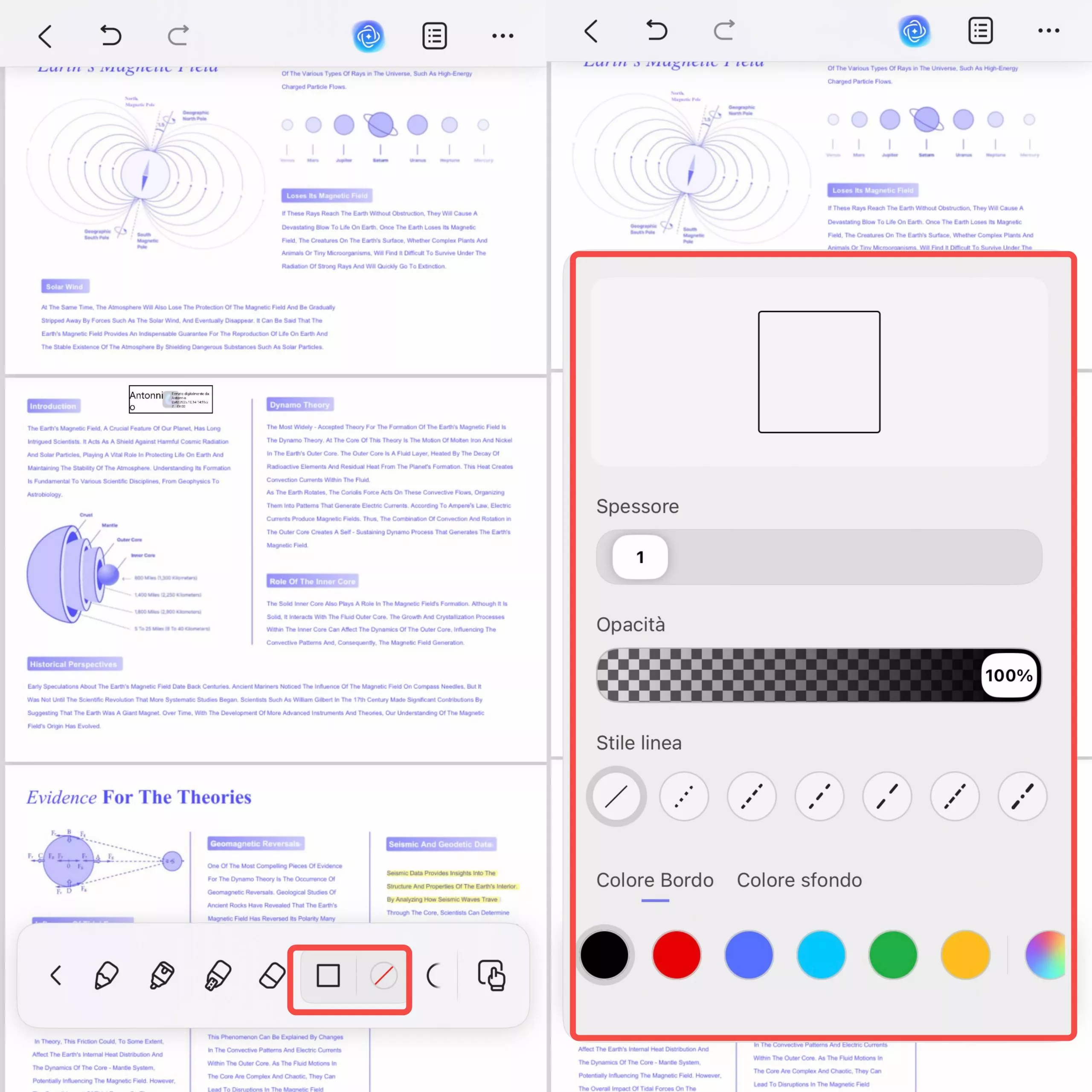 shape tool settings ios