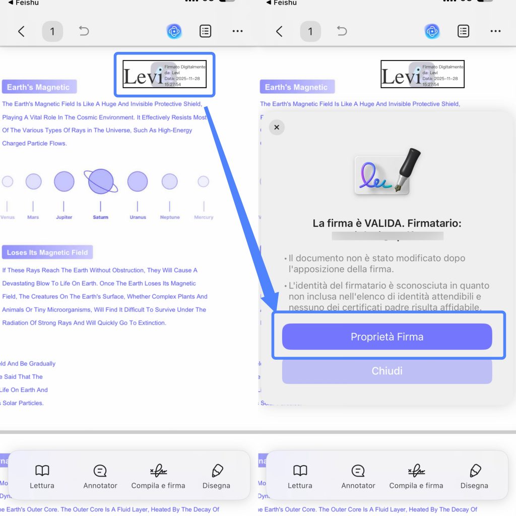aggiungere la firma digitale al PDF