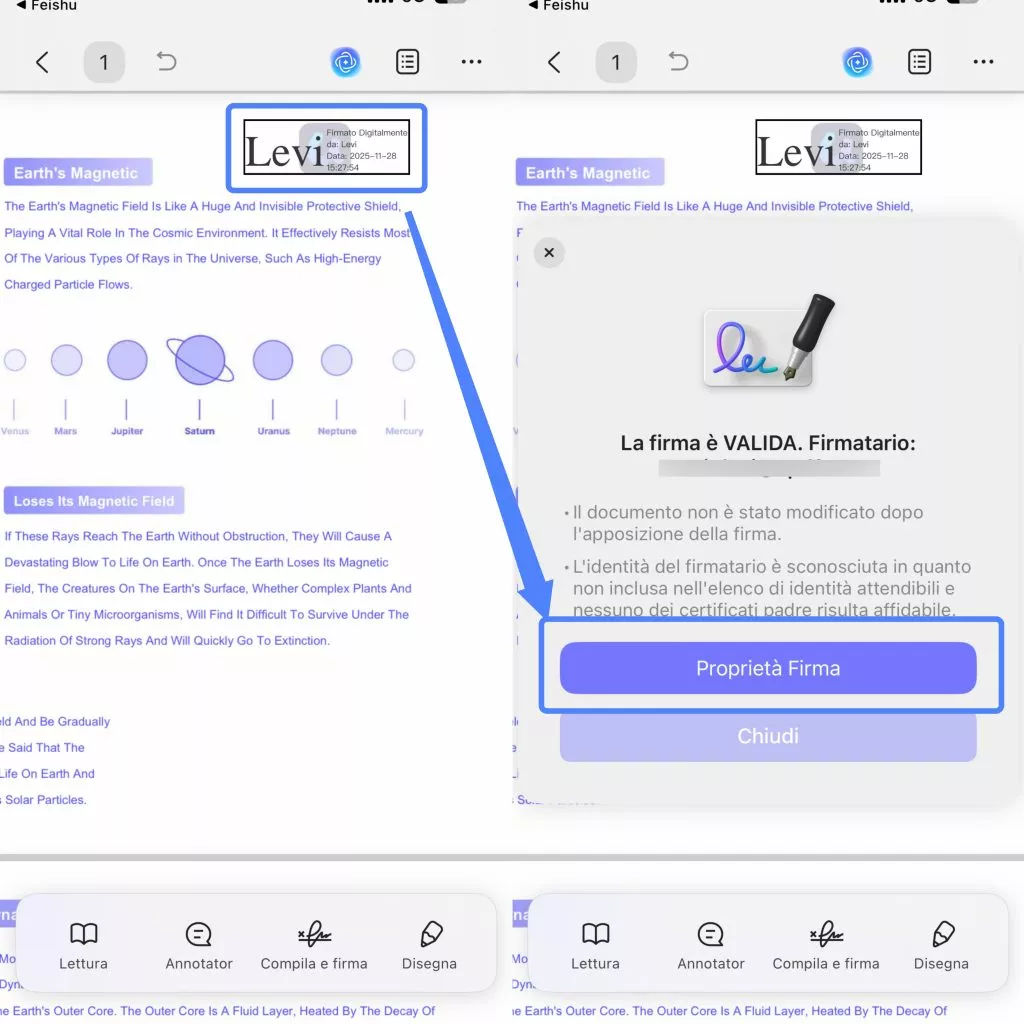 aggiungere la firma digitale al PDF