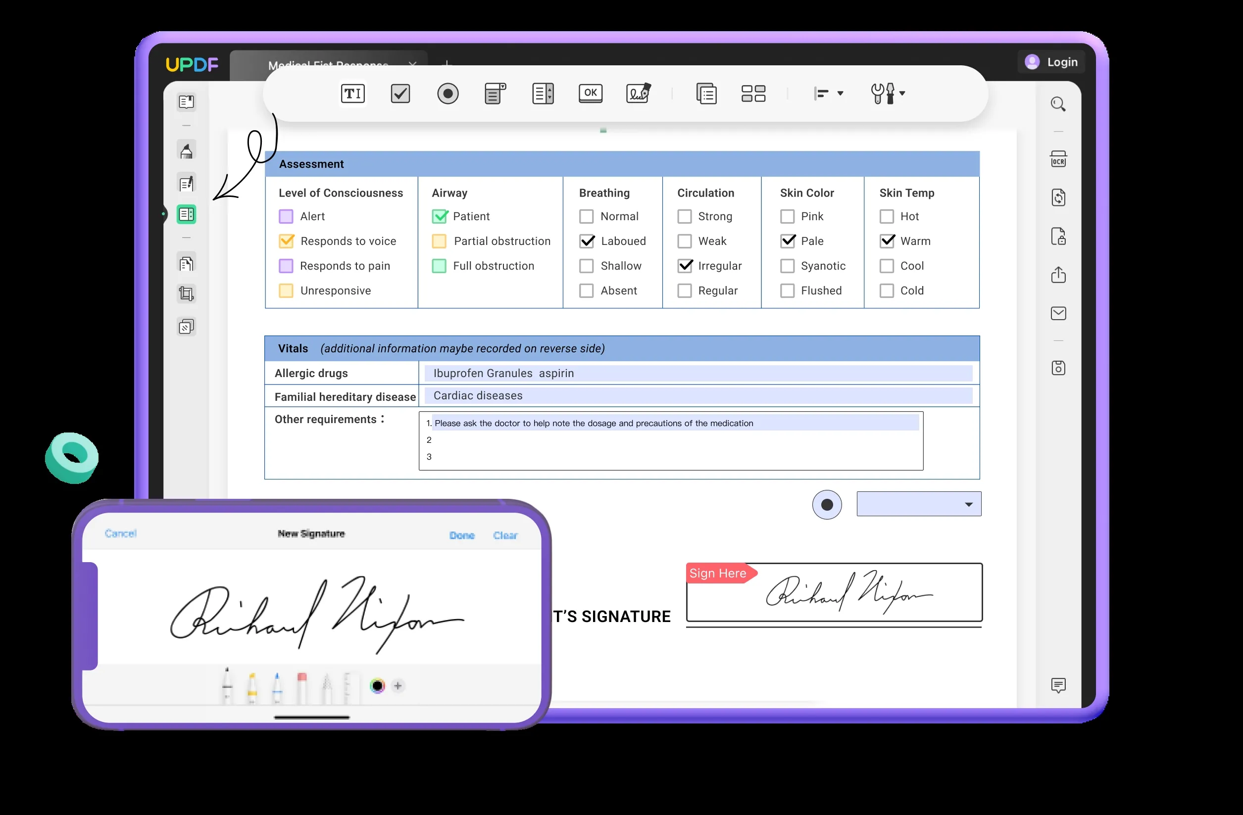 UPDF VS MacOS Sonoma Notes PDF features pdf form