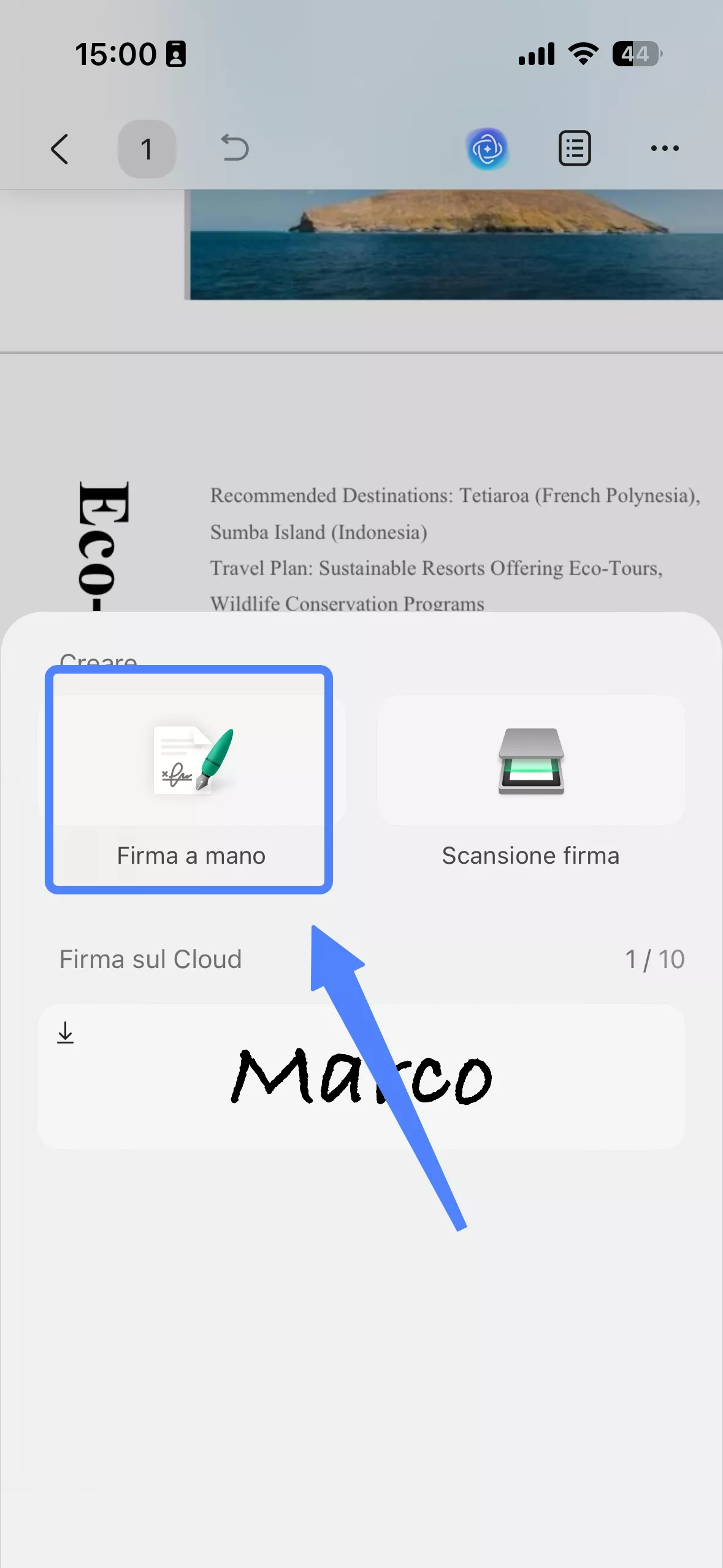 updf handwrite signature ios