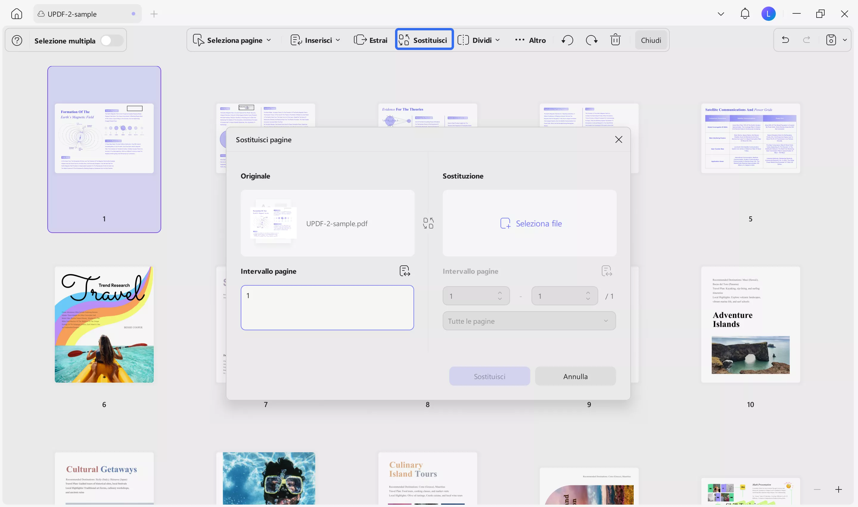 Replace the page with updf windows