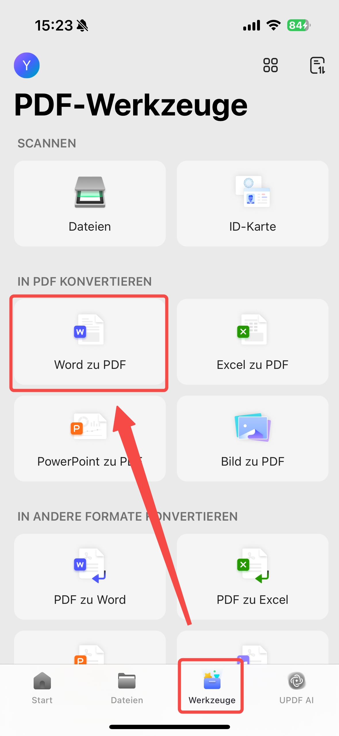 Word in PDF umwandeln auf dem Smartphone