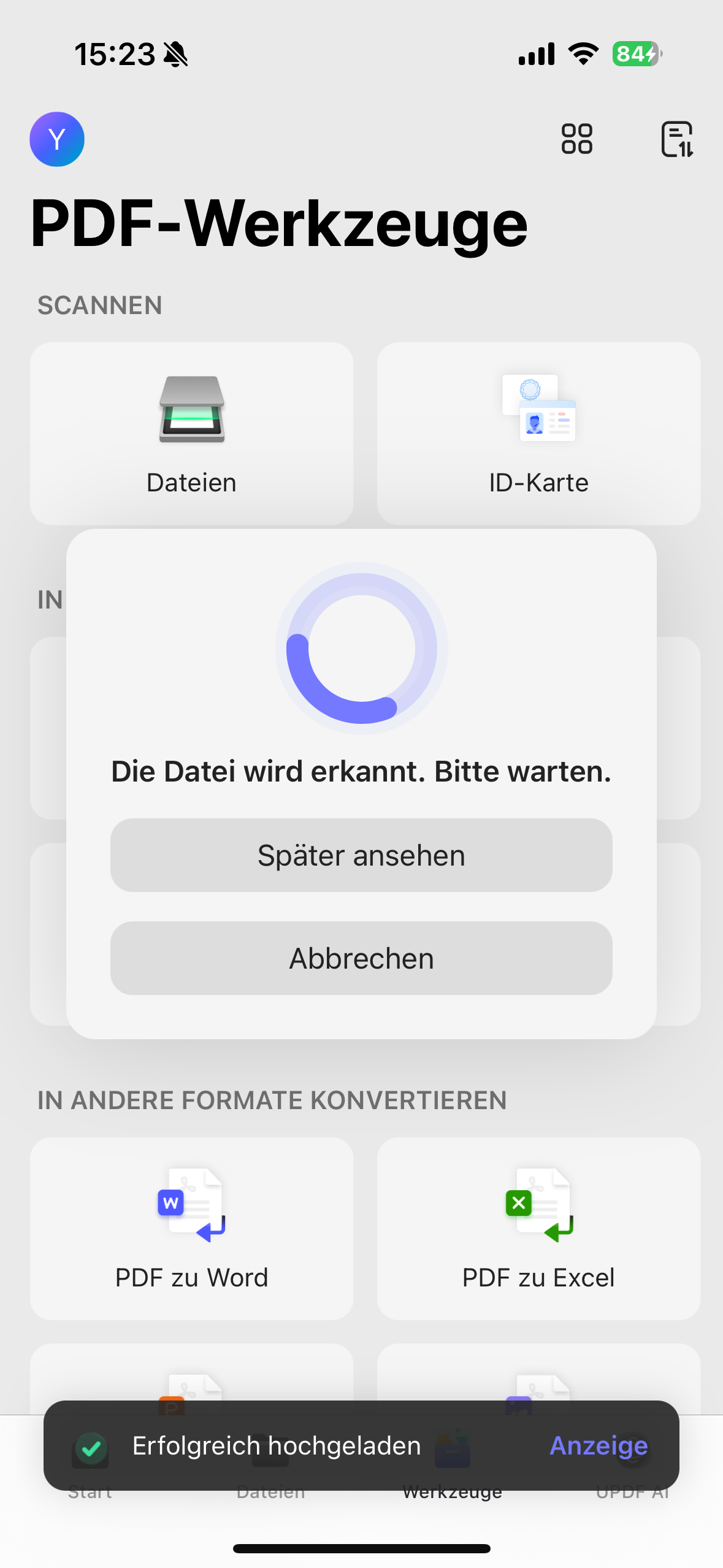 Word in PDF umwandeln auf dem Smartphone