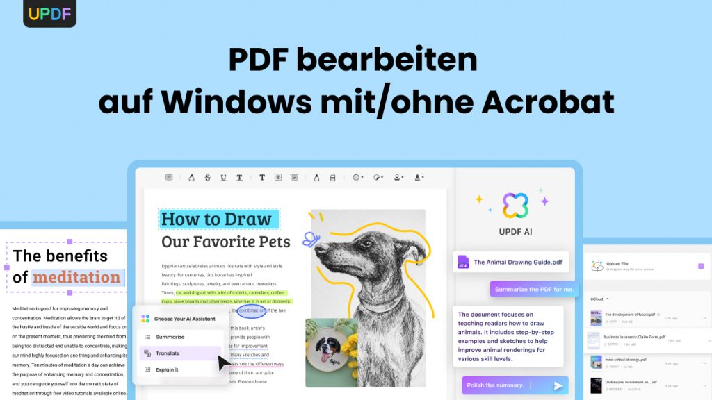 PDF auf Windows bearbeiten mit/ohne Adobe Acrobat | [Official] UPDF