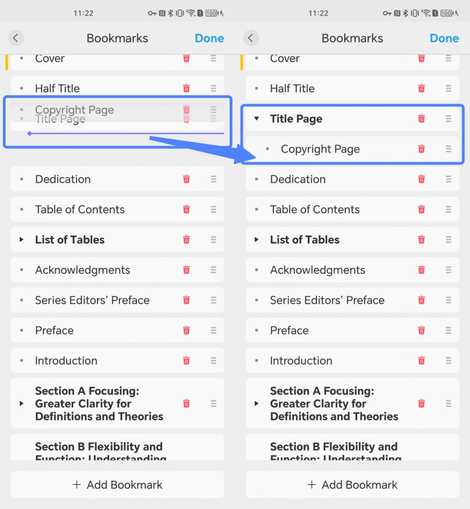 add a child bookmark