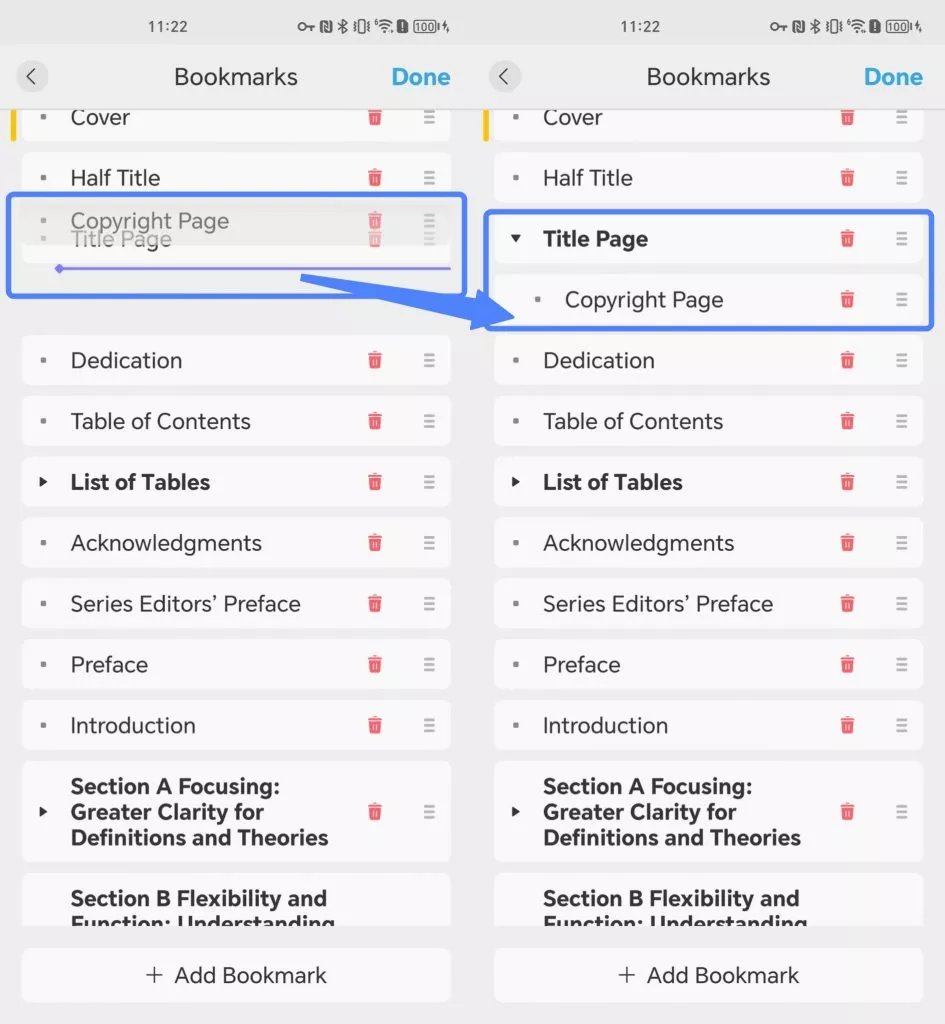 add a child bookmark