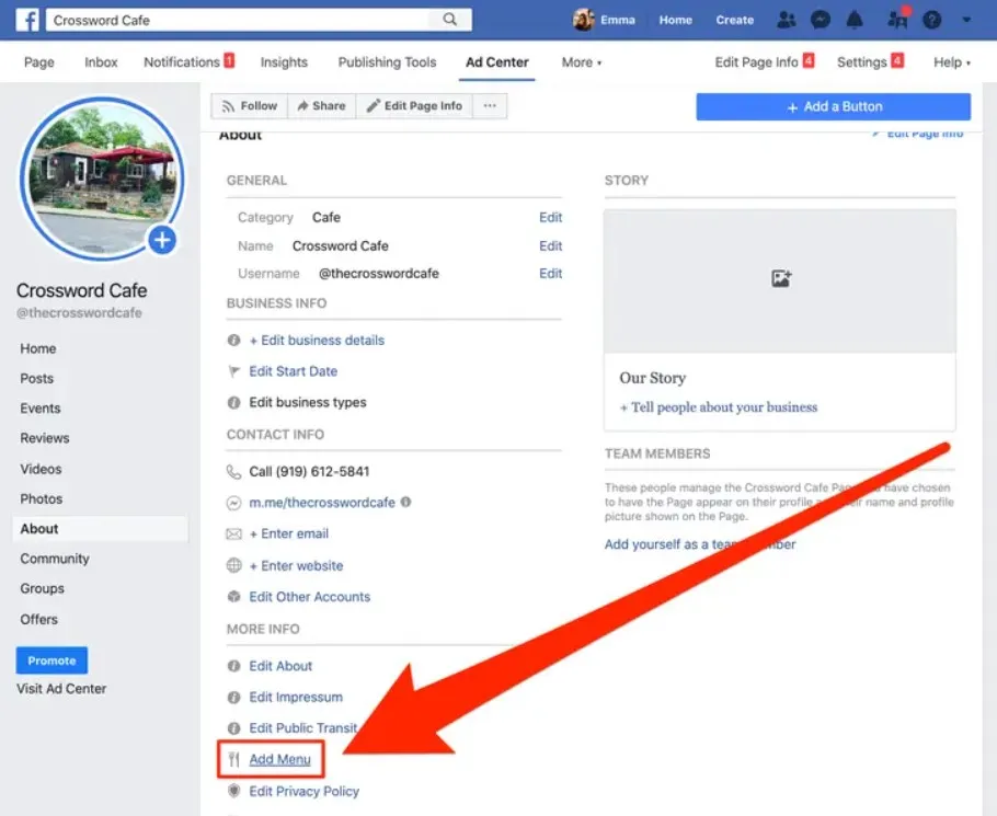 como postar um pdf no facebook adicionar menu