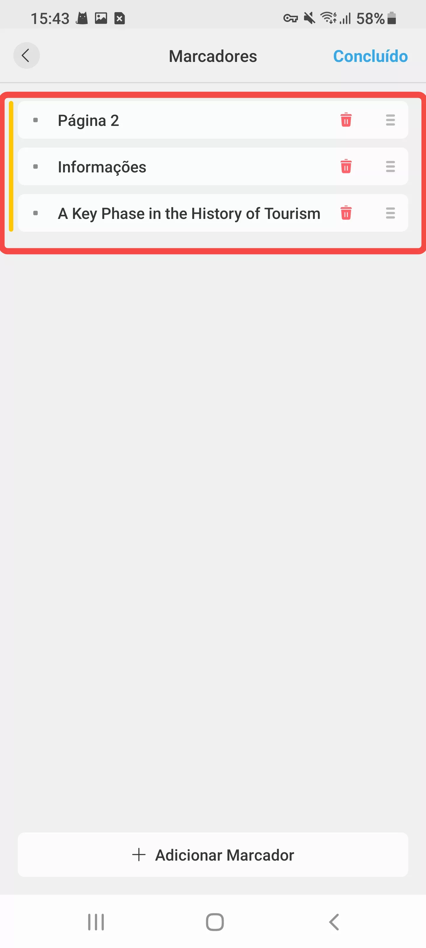 adicionar um marcador filho