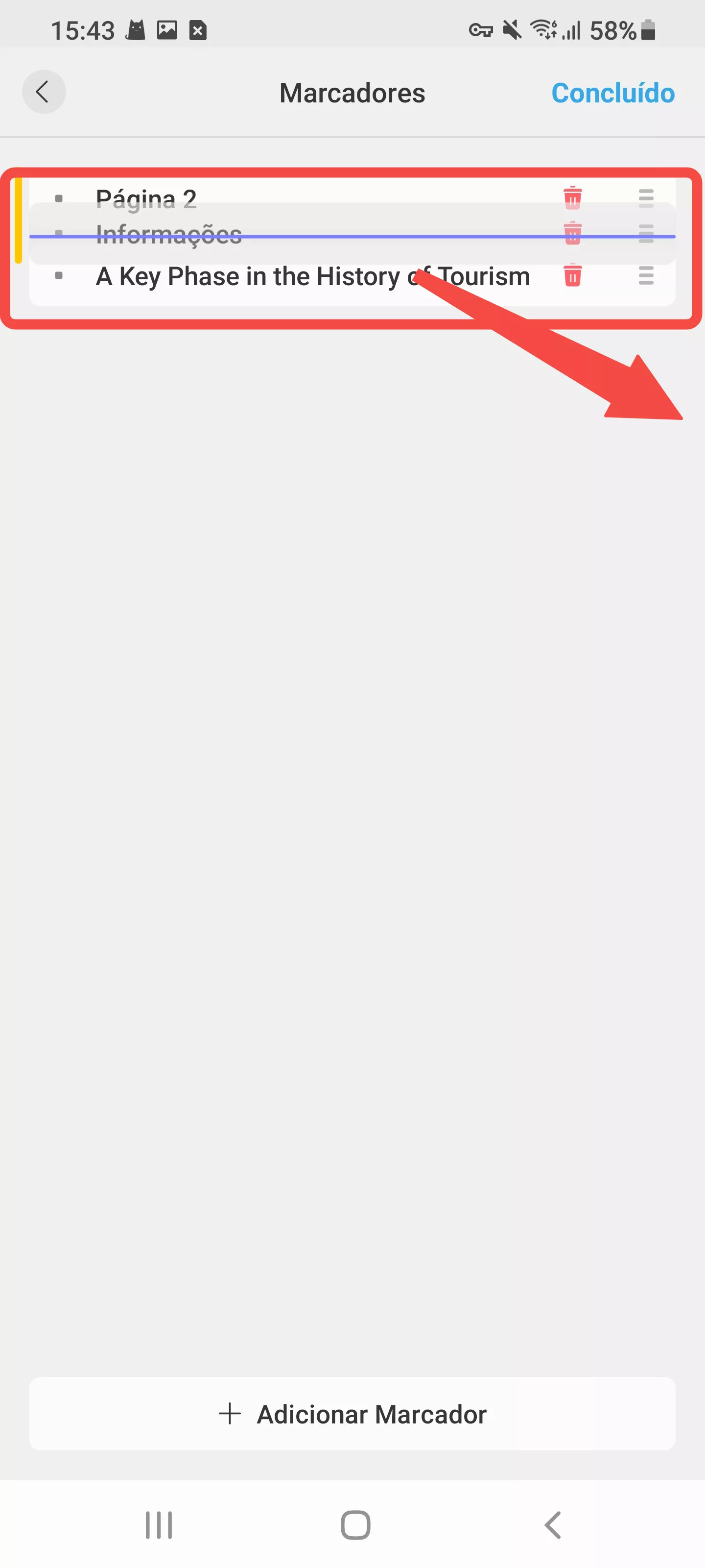 adicionar um marcador filho