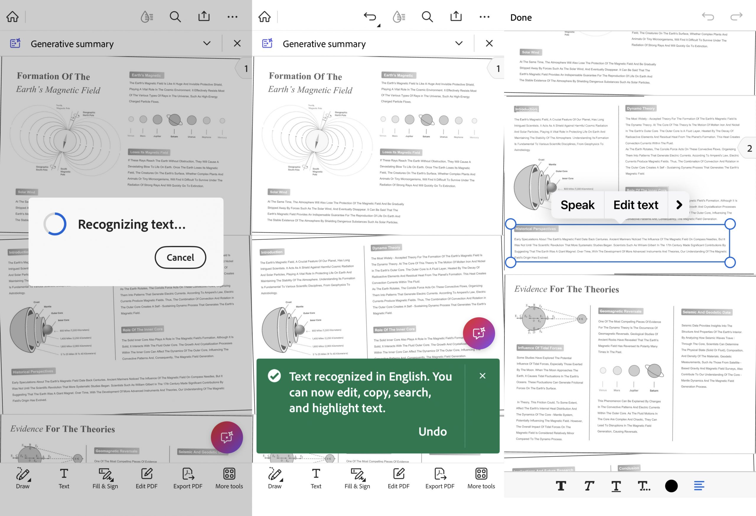 adobe acrobat reader recognizes pdf text