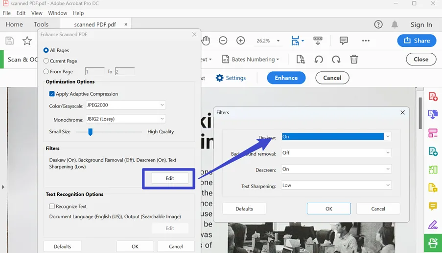 straighten pages deskew pdf