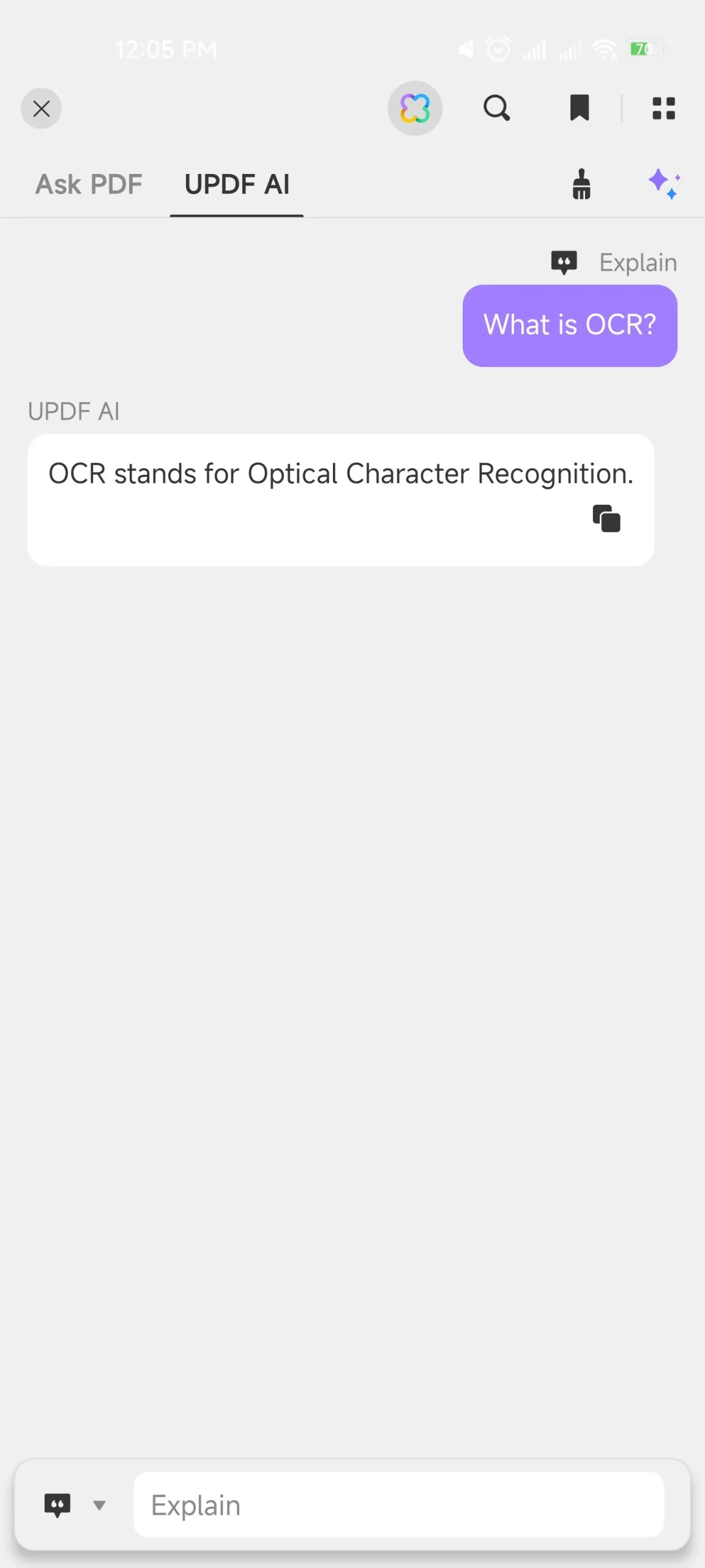 Explain with UPDF AI android