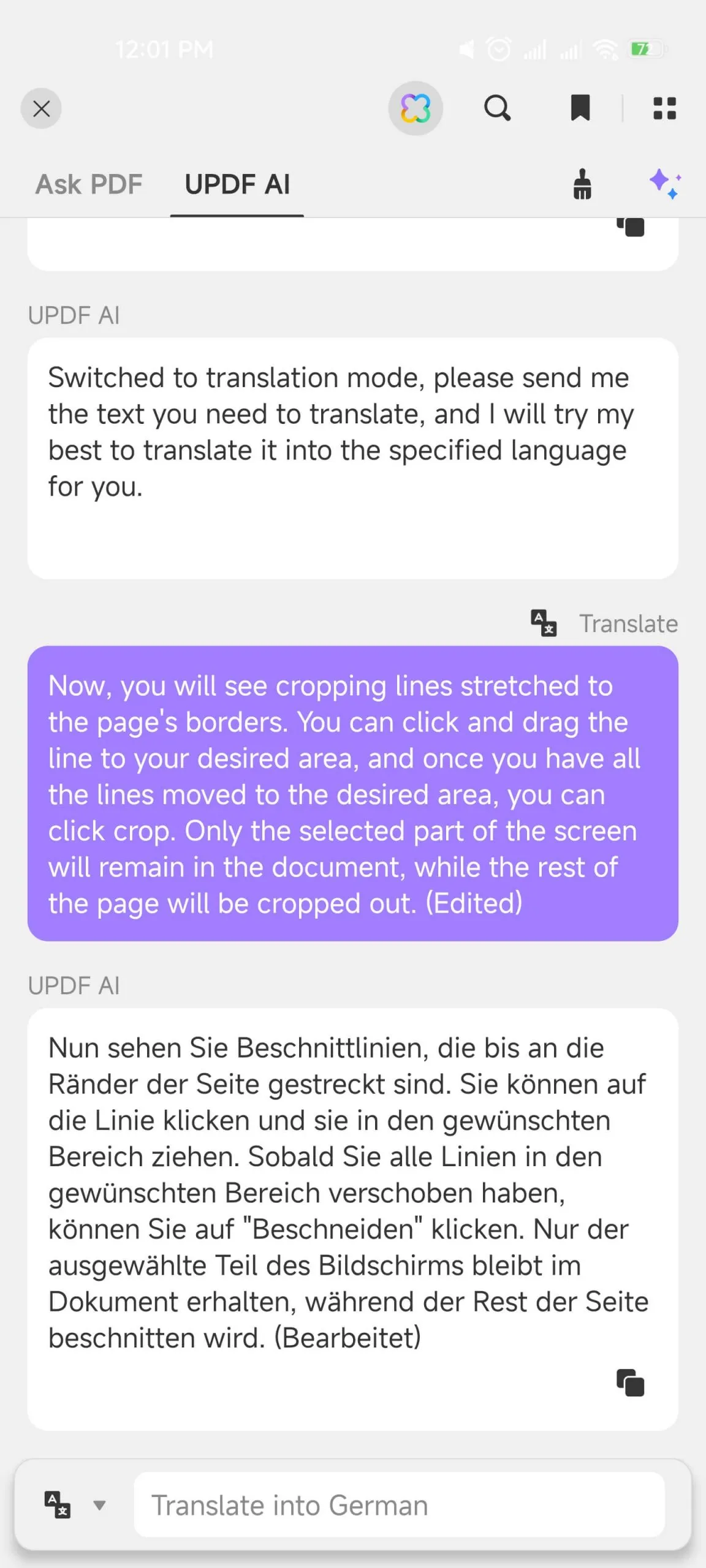 Mit UPDF AI übersetzen