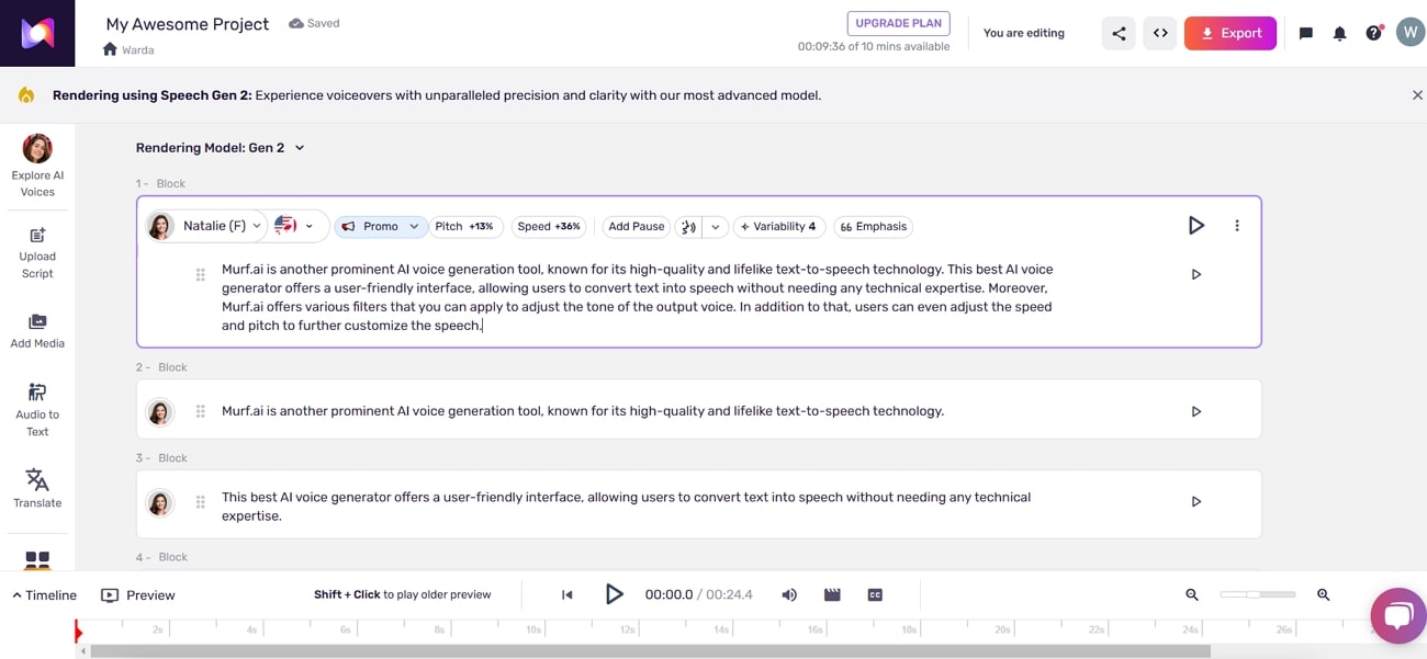 voice generation using murf ai