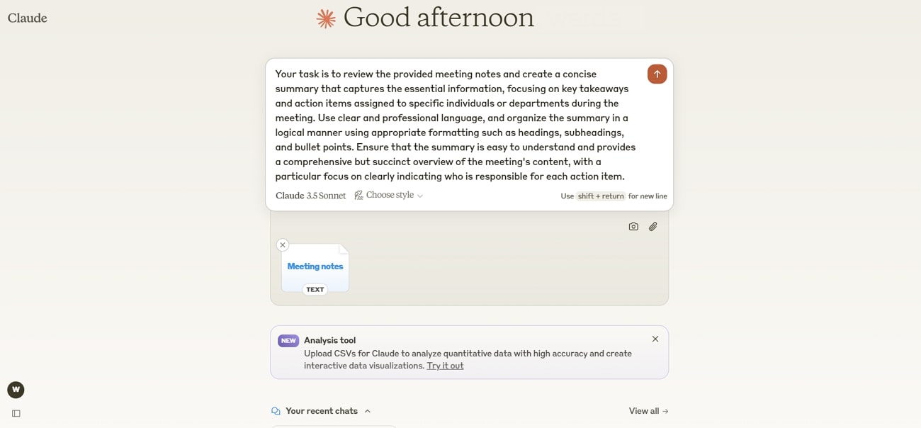claude ai prompt interface