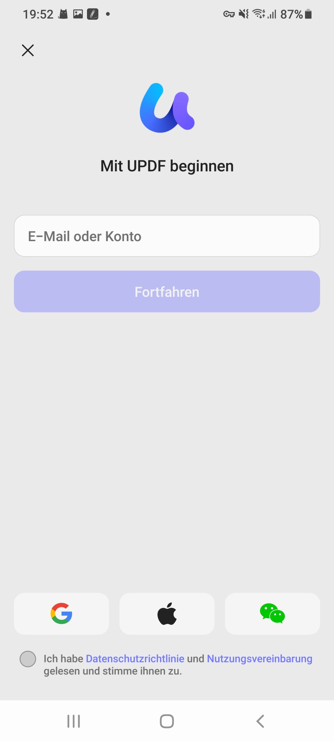Anmelden/Registrieren
