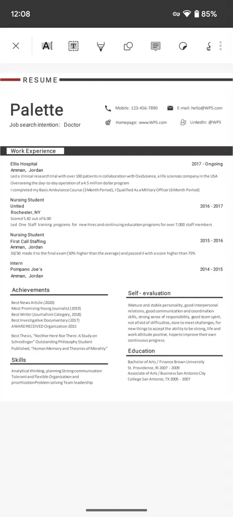 annotate pdf resume android