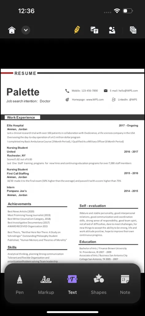 annotate pdf resume iphone