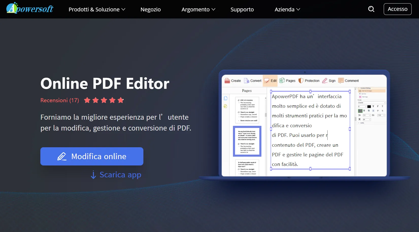 Cambia il colore di sfondo del PDF online