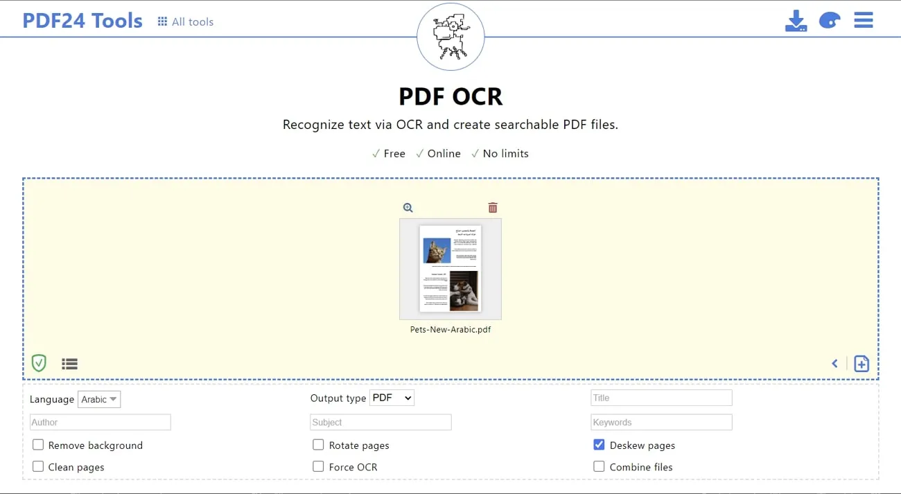 pdf24 tools arabic ocr software